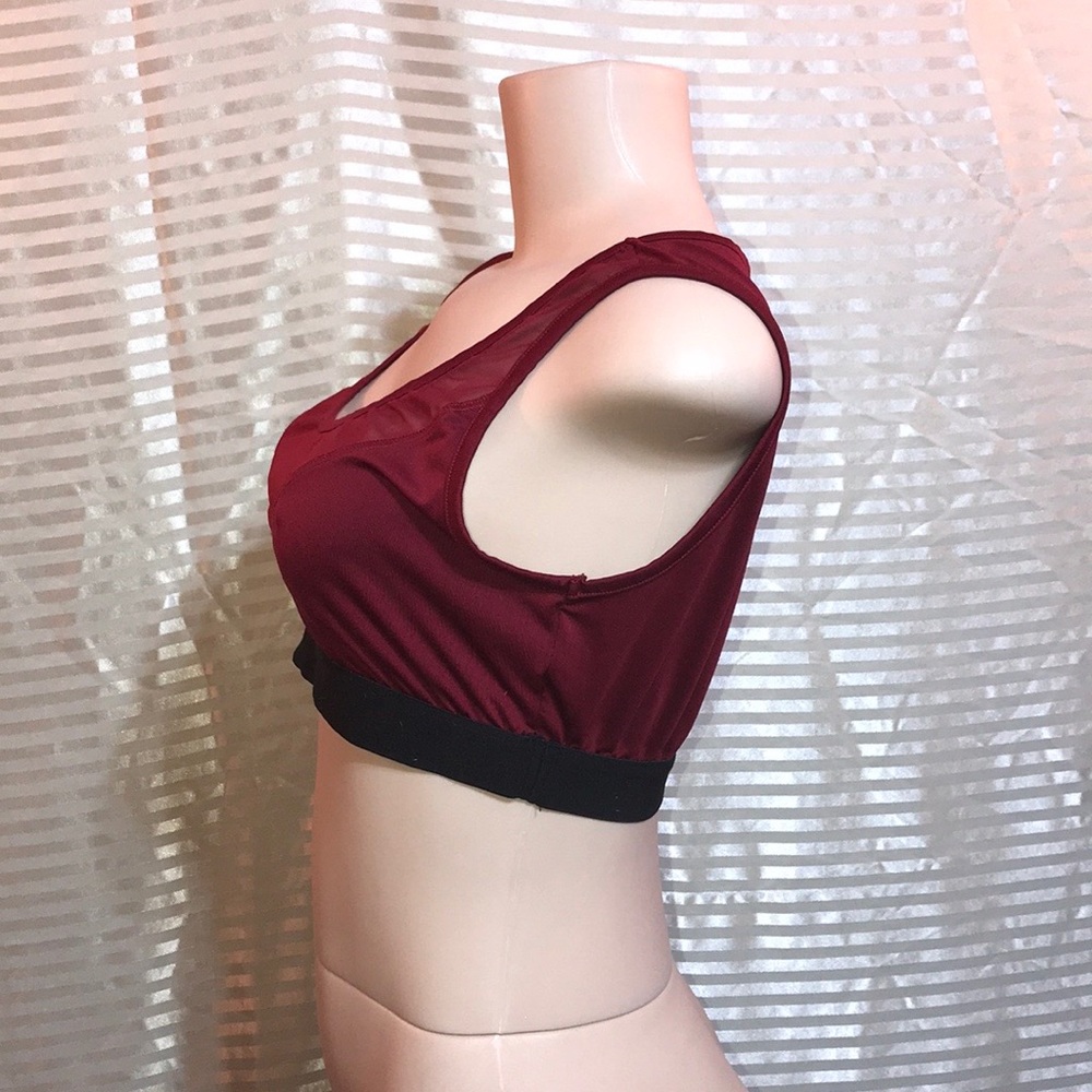 Red Mesh See Through Full Coverage Sports Bra Vcut - Picture 6 of 12
